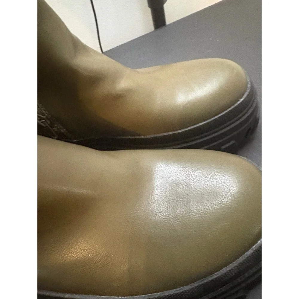 Rouge Helium Womens 9 Olive Green Tall Lug Sole Platform Chunky Boots Edgy
